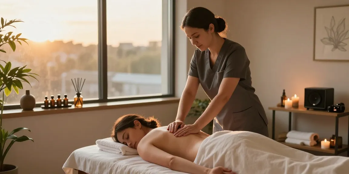 Massage therapy Burlington session in calming studio with therapist and client.