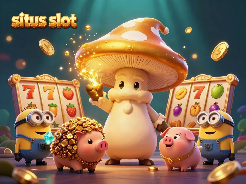 Experience the excitement of situs slot with a magical golden mushroom wizard and treasure-hunting partners.